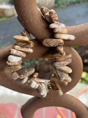 Natural brown jasper stone chip beads stretch bracelet 40g Betsy Pittard Designs